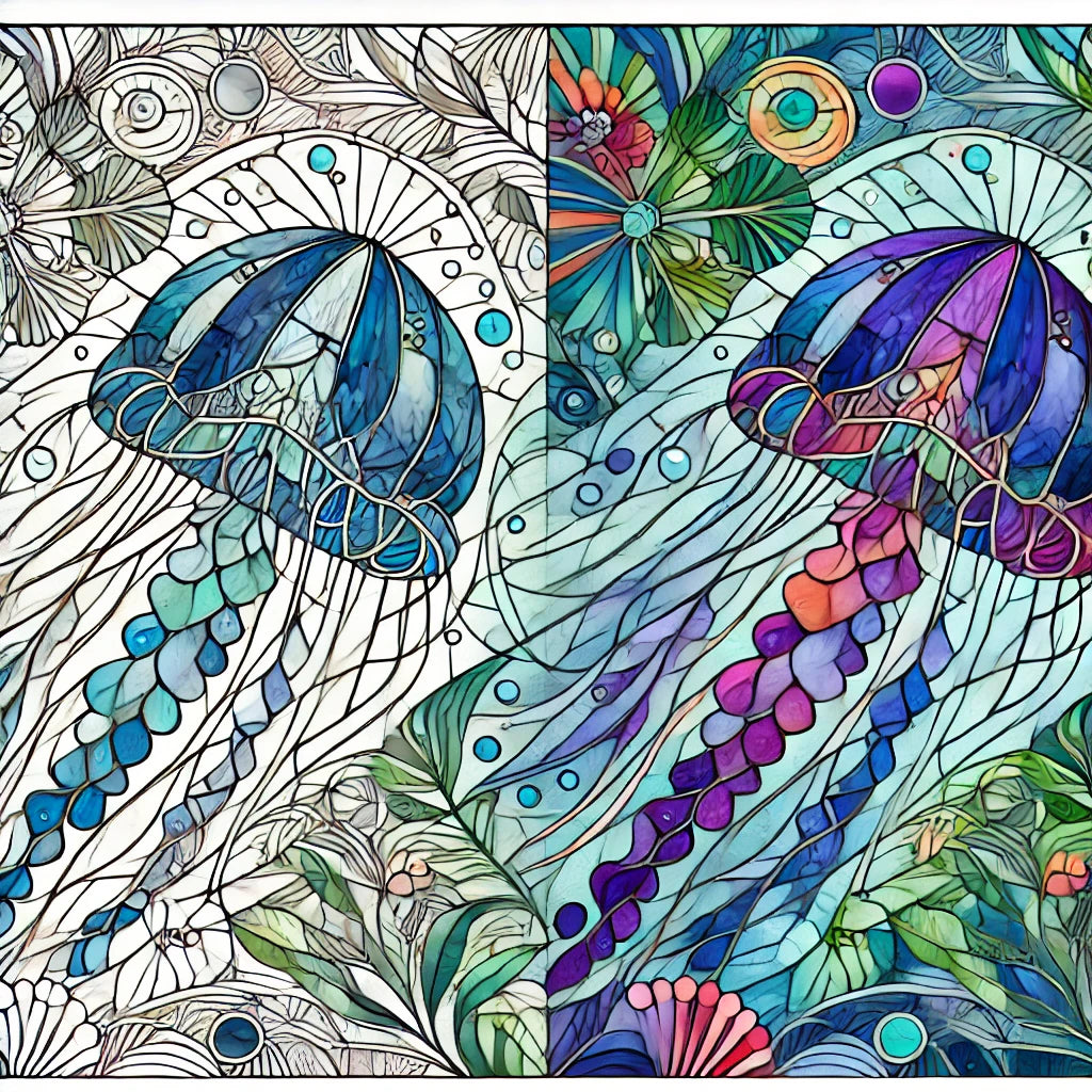 Dive into Serenity with This Stained Glass Jellyfish Coloring Page