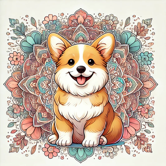 Cute and Calm with This Corgi Mandala Page! 🐾✨