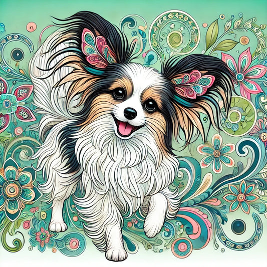 Color Your Stress Away with Today’s Free Papillon Design! 🎨🐶