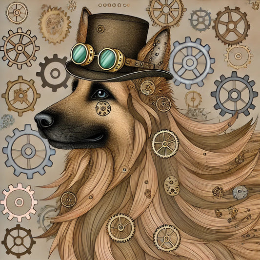 ⚙️ Start Your Steampunk Adventure with This Freebie German Shepherd Page! ⚙️