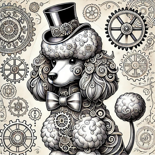 A Splash of Steampunk Style – Free Coloring Page Alert! 🎉🐩