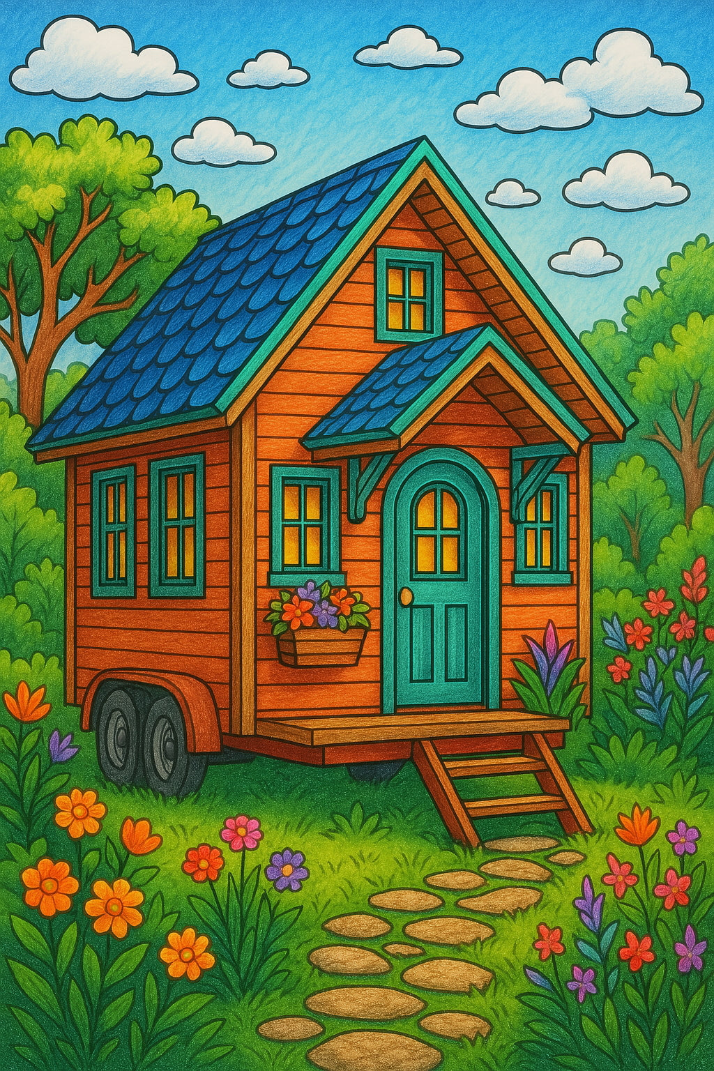 Design Your Dream Tiny House with This Free Coloring Page