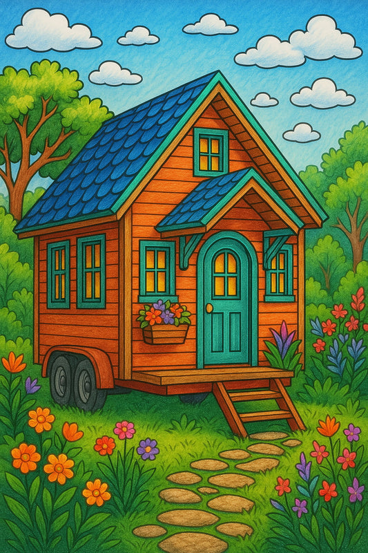 Design Your Dream Tiny House with This Free Coloring Page