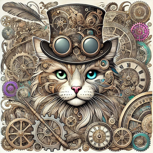 Today’s Free Steampunk Cat Coloring Page—A Must-Color!