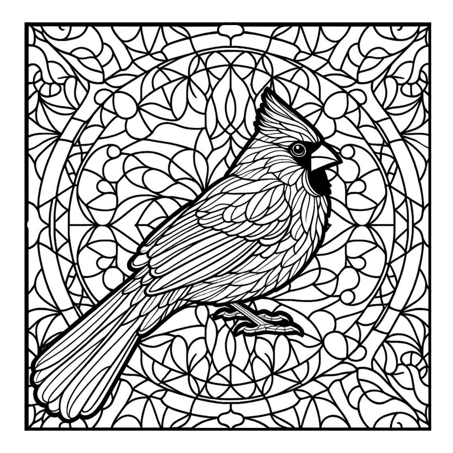 Stained Glass Cardinal - Adult Coloring Book