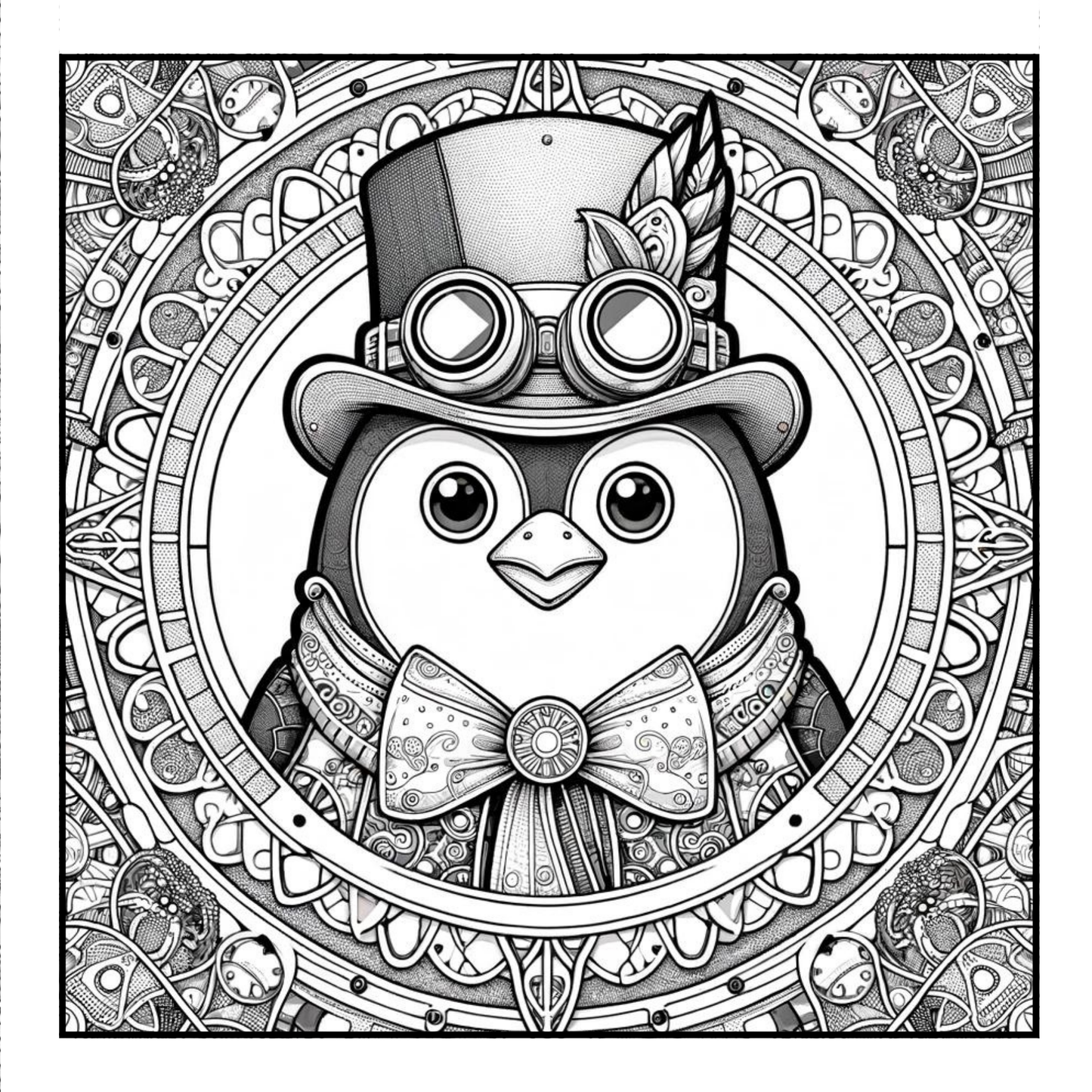 Steampunk Penguin - Adult Coloring Book
