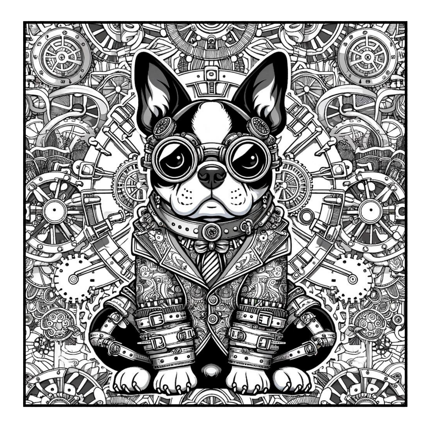 Steampunk Boston Terrier - Adult Coloring Book