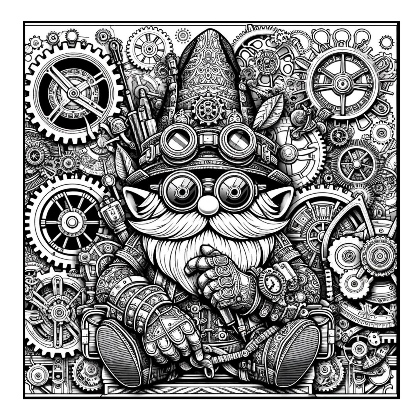 Steampunk Gnomes - Adult Coloring Book