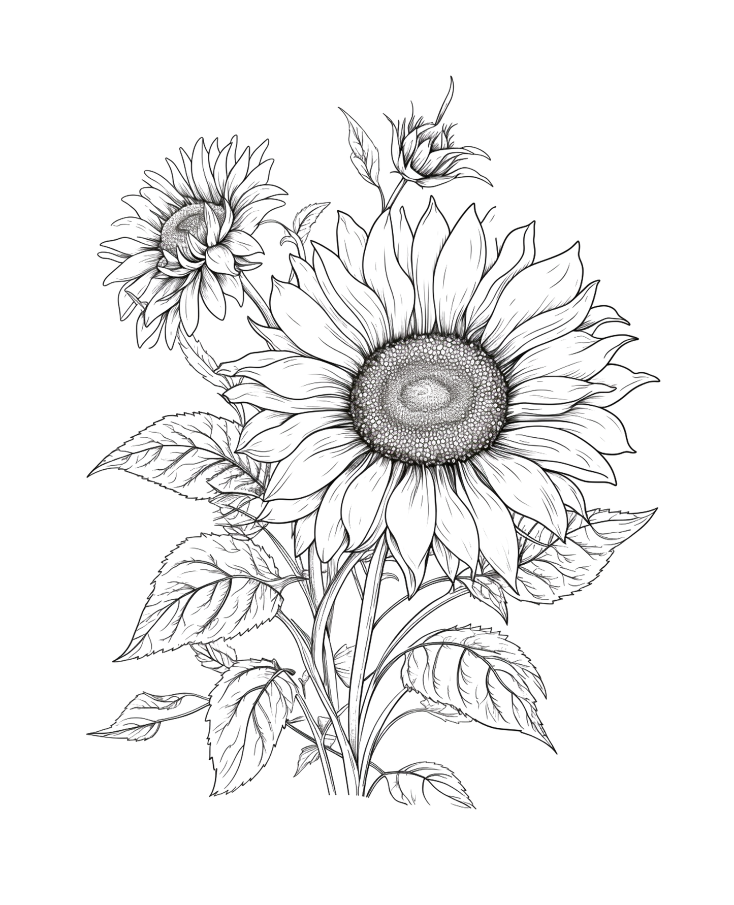 Boho Sunflower- Sunflower Adult Coloring Book