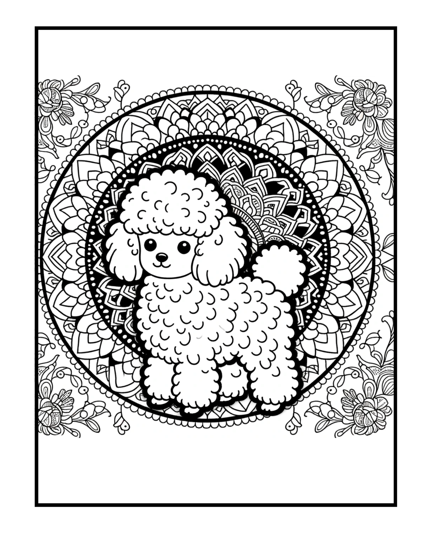 Miniature Poodle - Adult Coloring Book