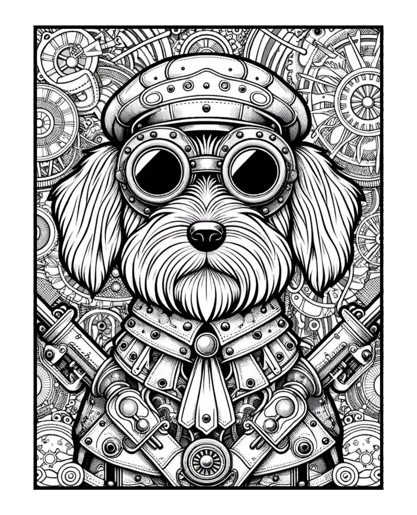 Steampunk Dogs - Adult Coloring Book