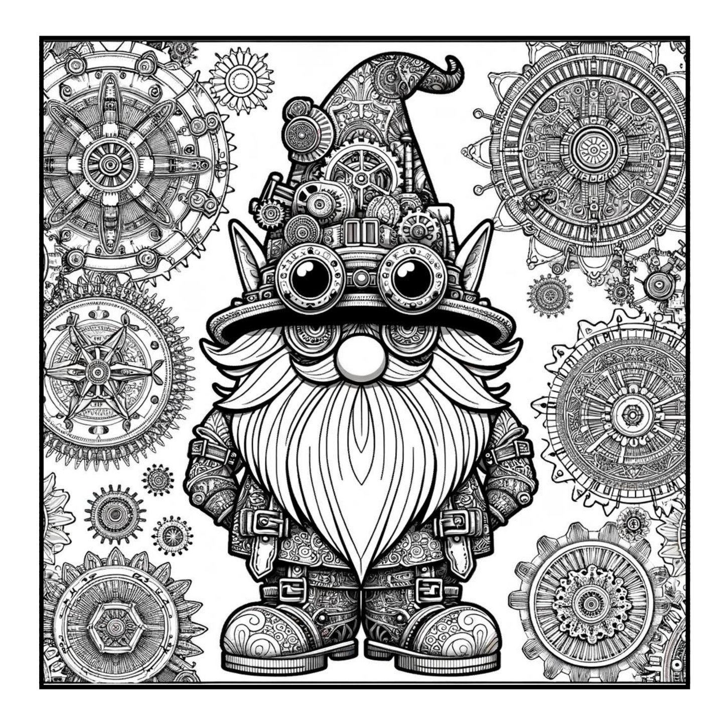 Steampunk Gnomes - Adult Coloring Book