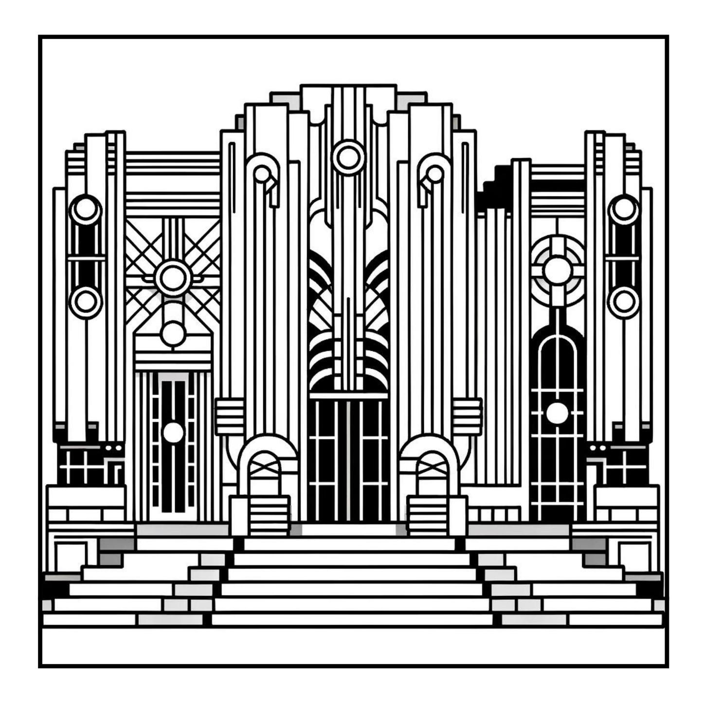 Art Deco Architecture - Adult Coloring Book