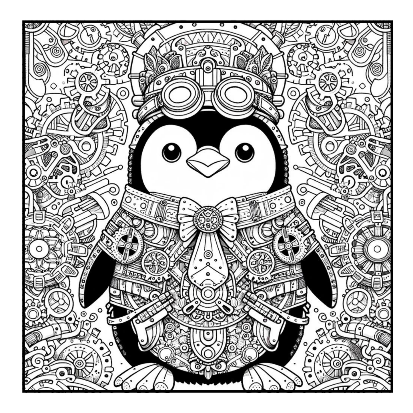 Steampunk Penguin - Adult Coloring Book
