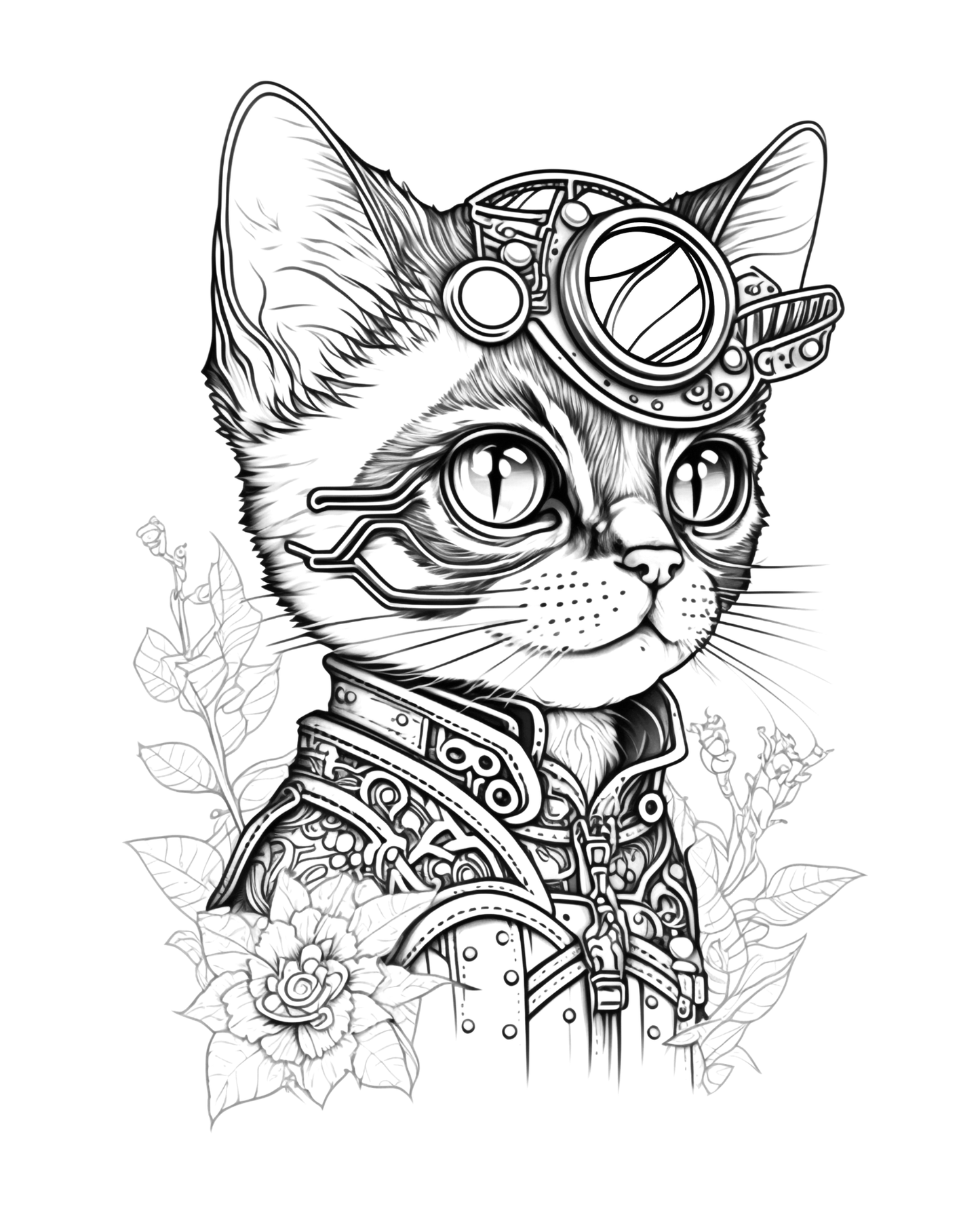 Steampunk Cats - Adult Coloring Book