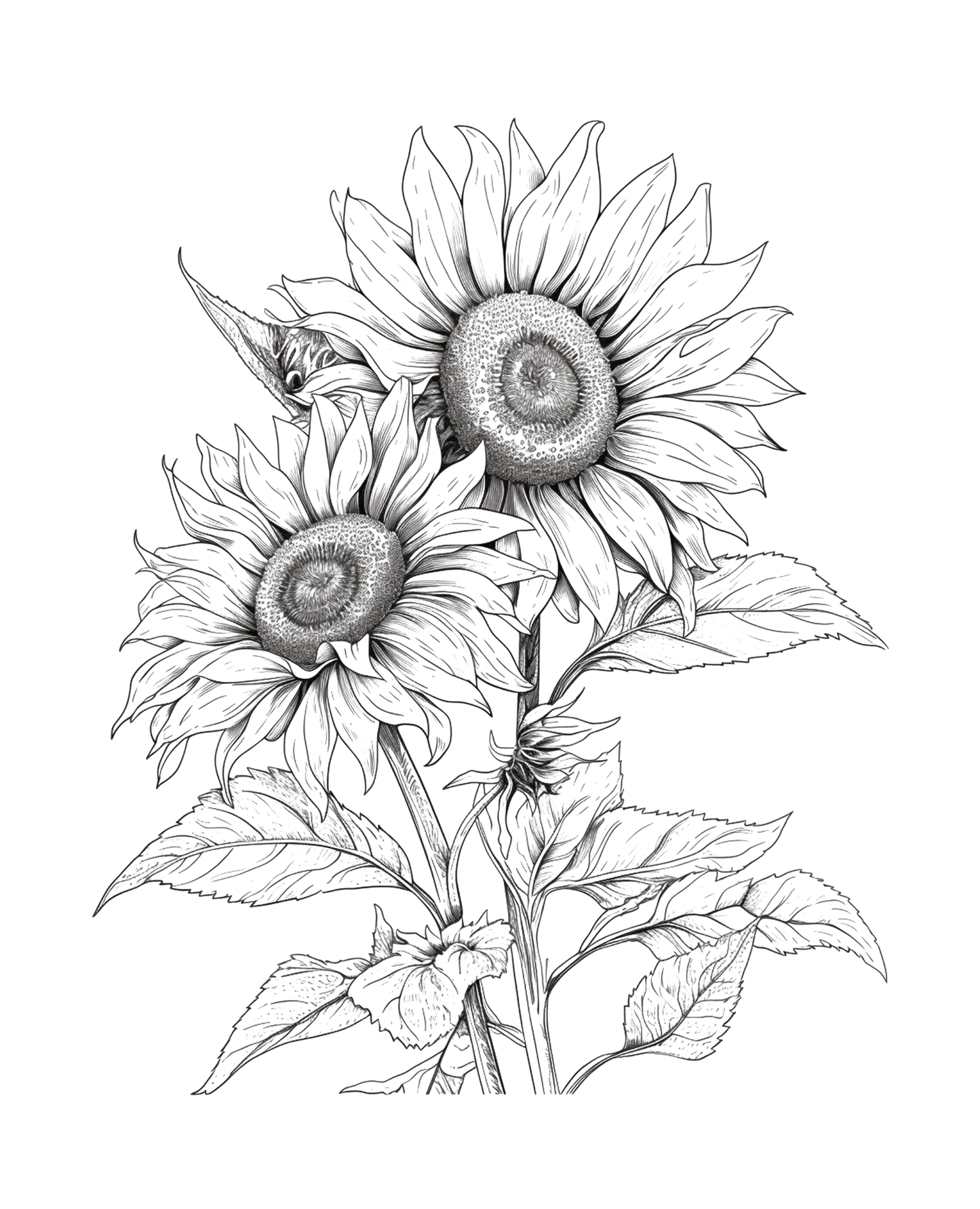 Boho Sunflower- Sunflower Adult Coloring Book