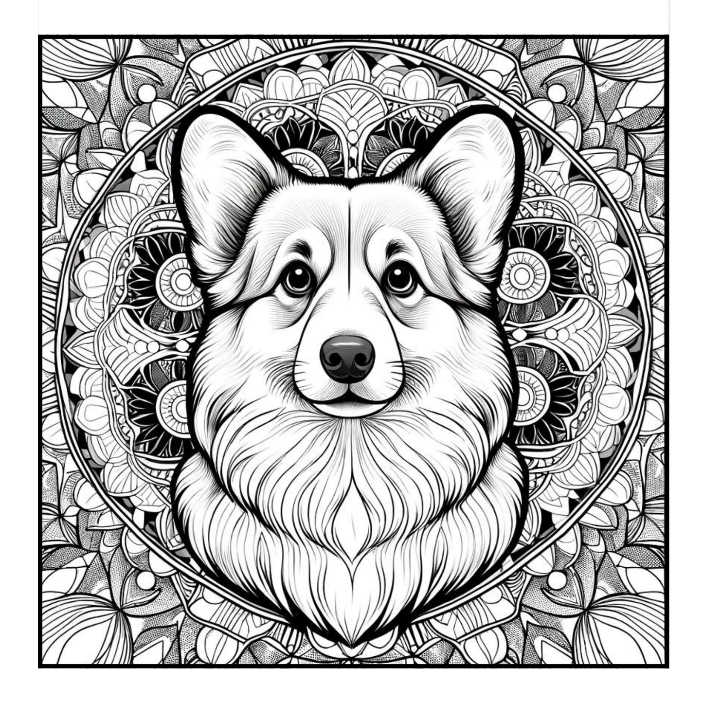 Corgi Mandala - Adult Coloring Book