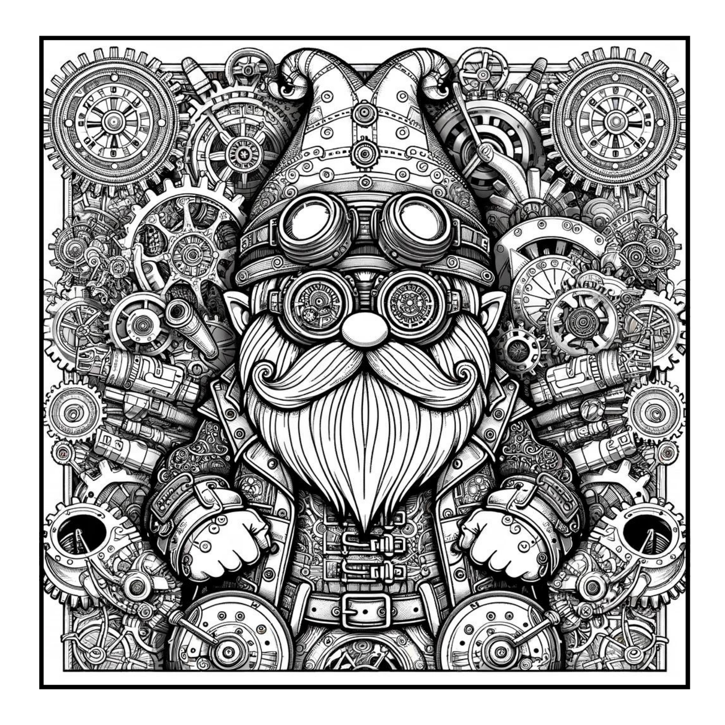 Steampunk Gnomes - Adult Coloring Book