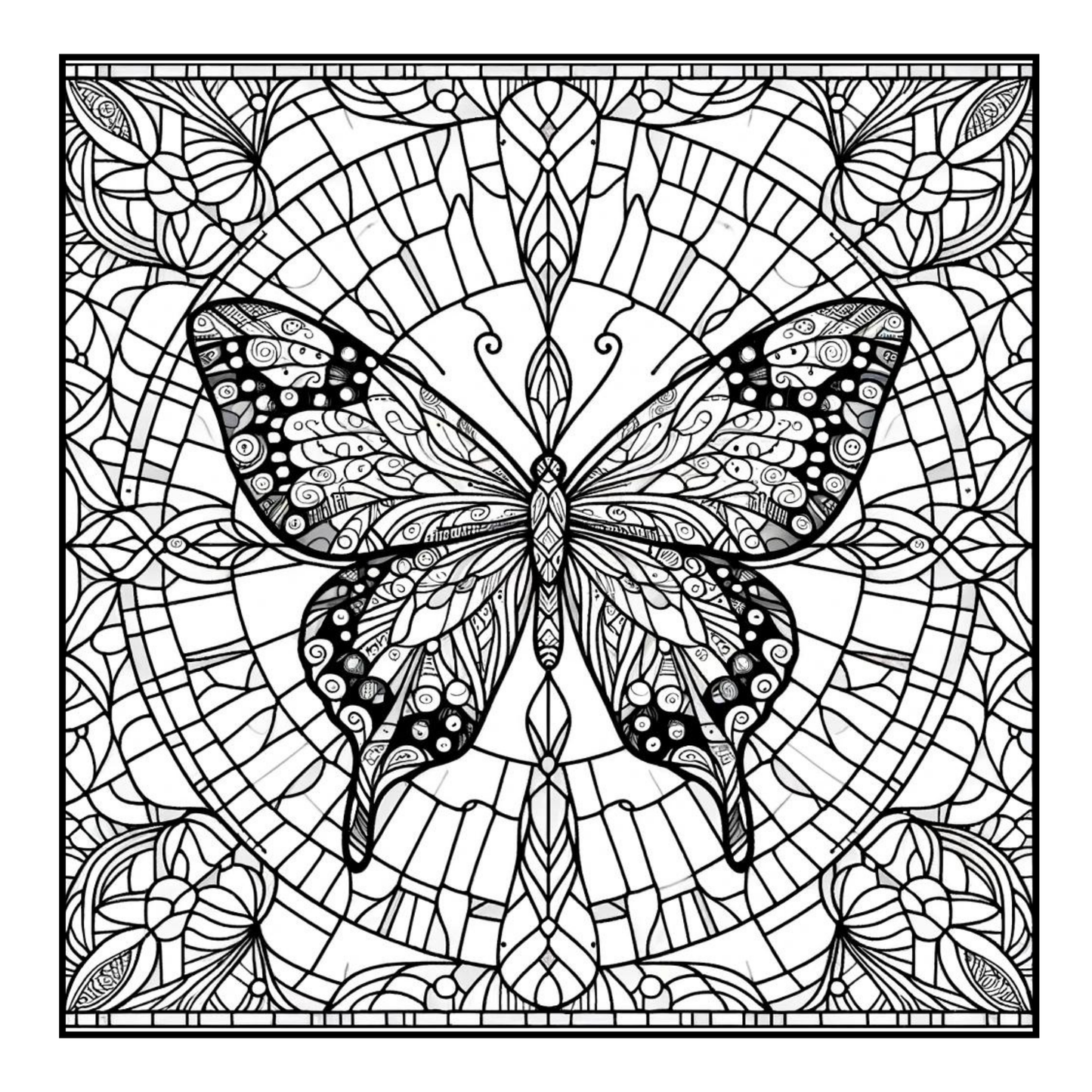 Stained Glass Butterfly - Adult Coloring Book
