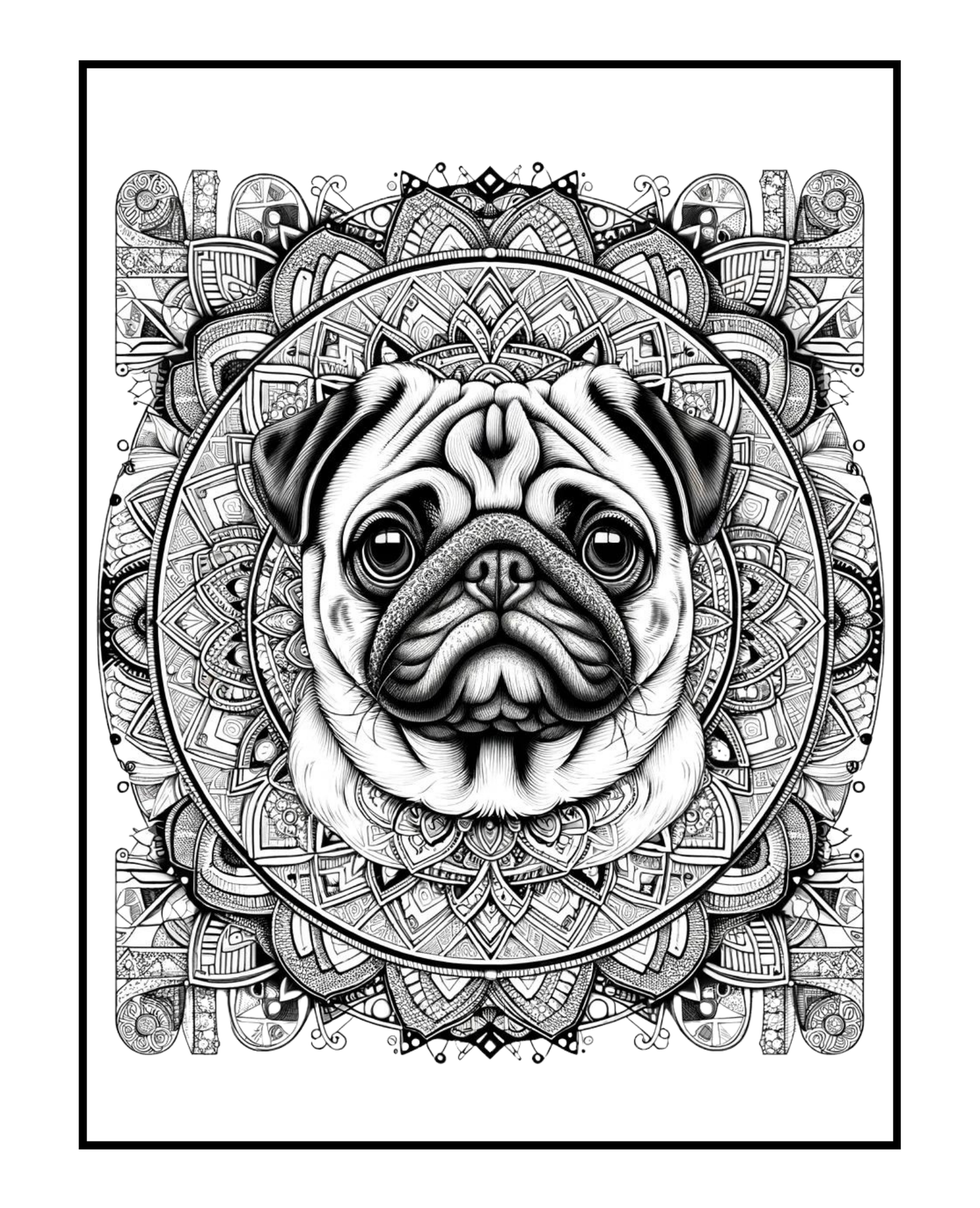 Pug - Adult Coloring Book
