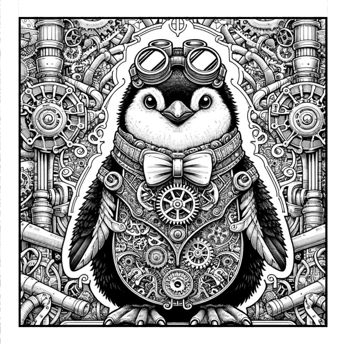 Steampunk Penguin - Adult Coloring Book