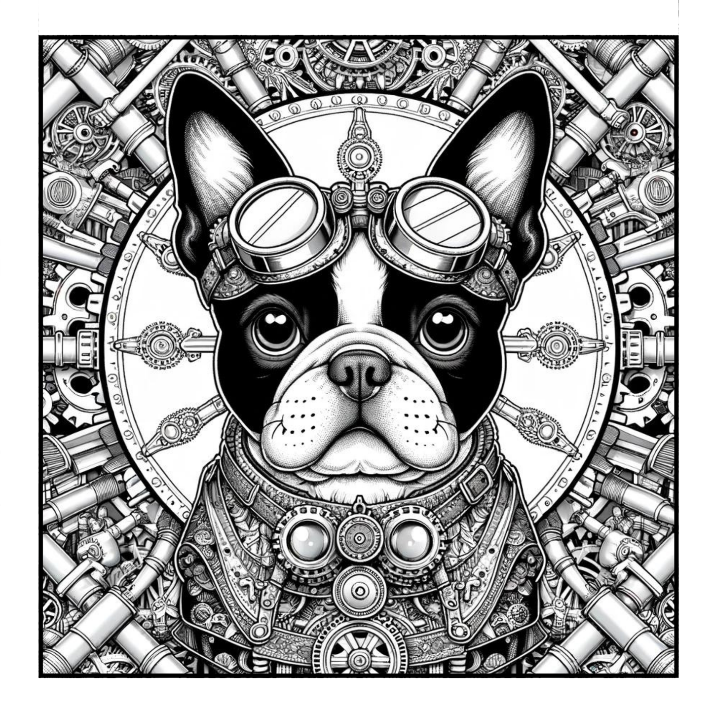 Steampunk Boston Terrier - Adult Coloring Book
