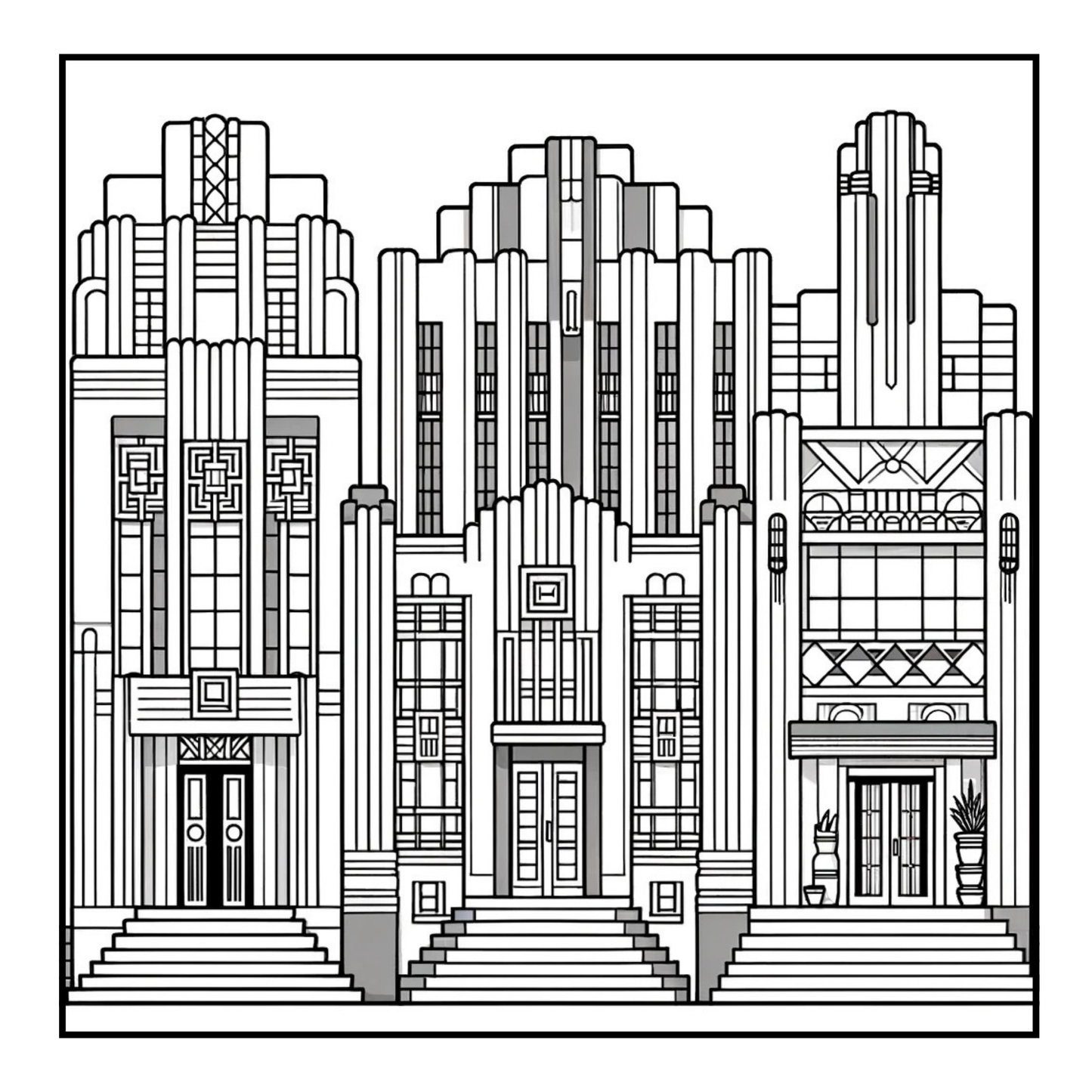 Art Deco Architecture - Adult Coloring Book