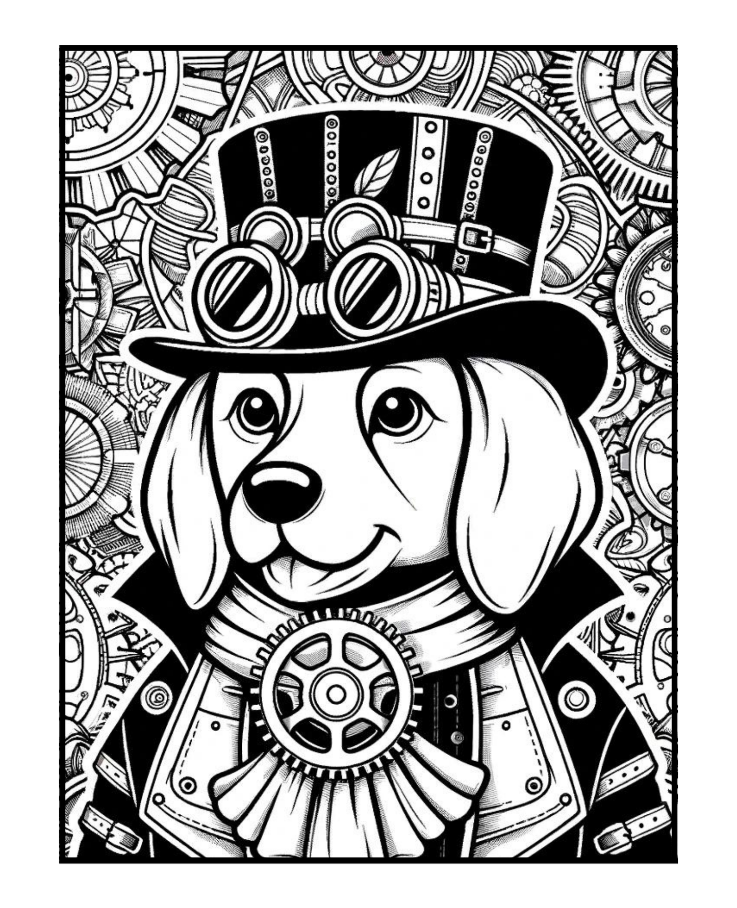 Steampunk Dogs - Adult Coloring Book