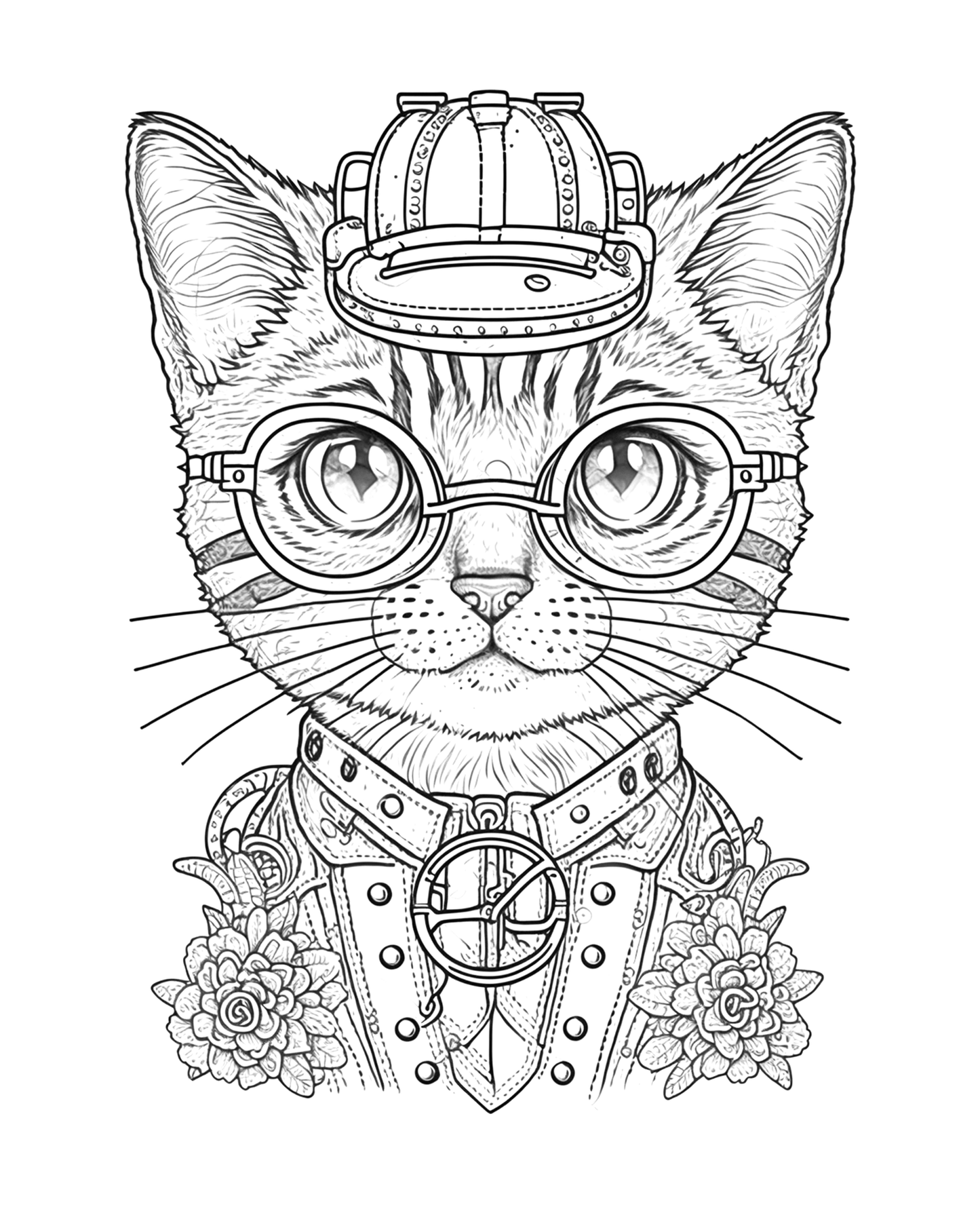 Steampunk Cats - Adult Coloring Book