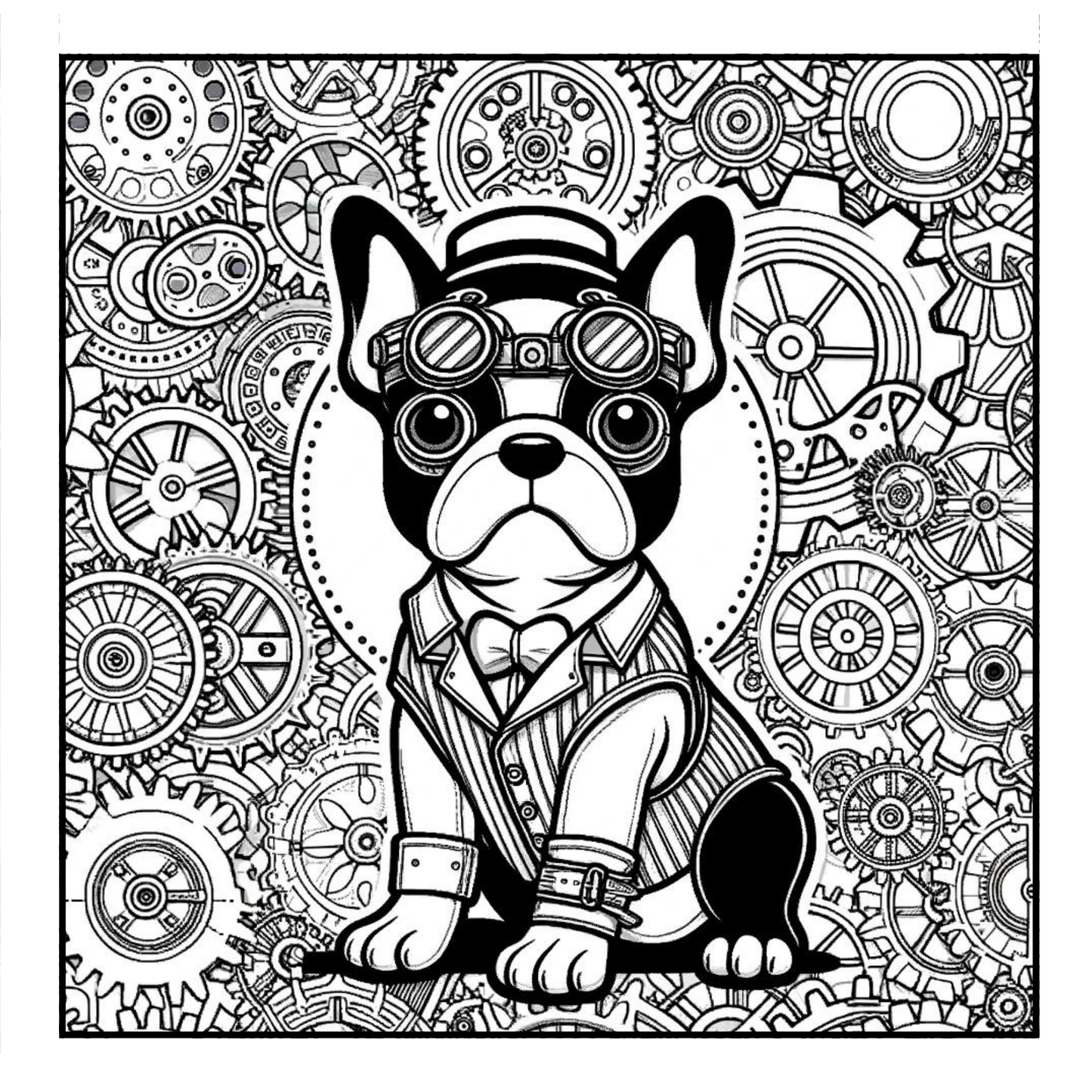 Steampunk Boston Terrier - Adult Coloring Book