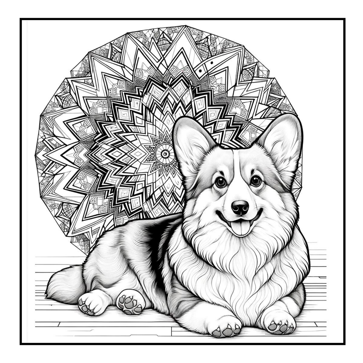 Corgi Mandala - Adult Coloring Book