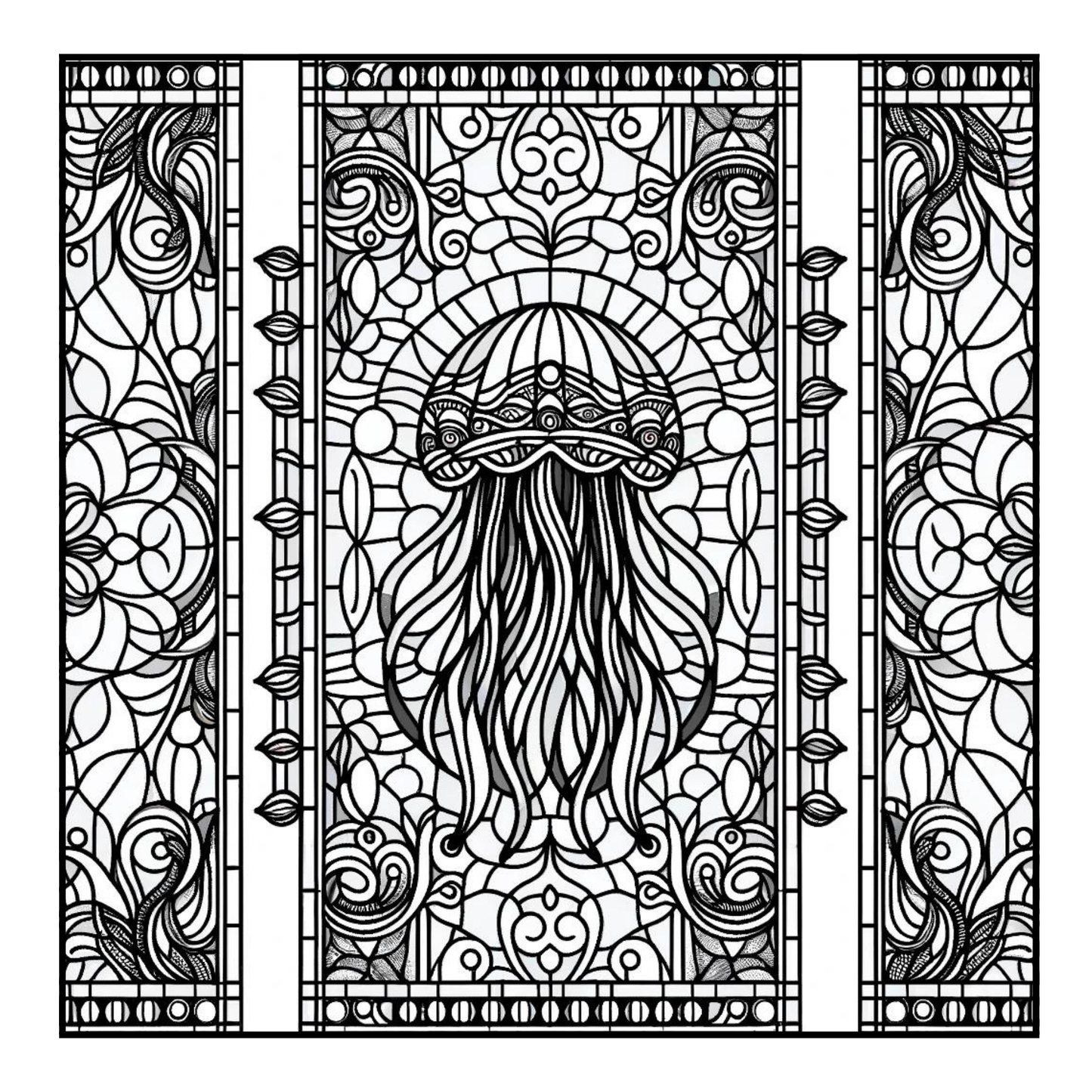 Stained Glass Jellyfish - Adult Coloring Book