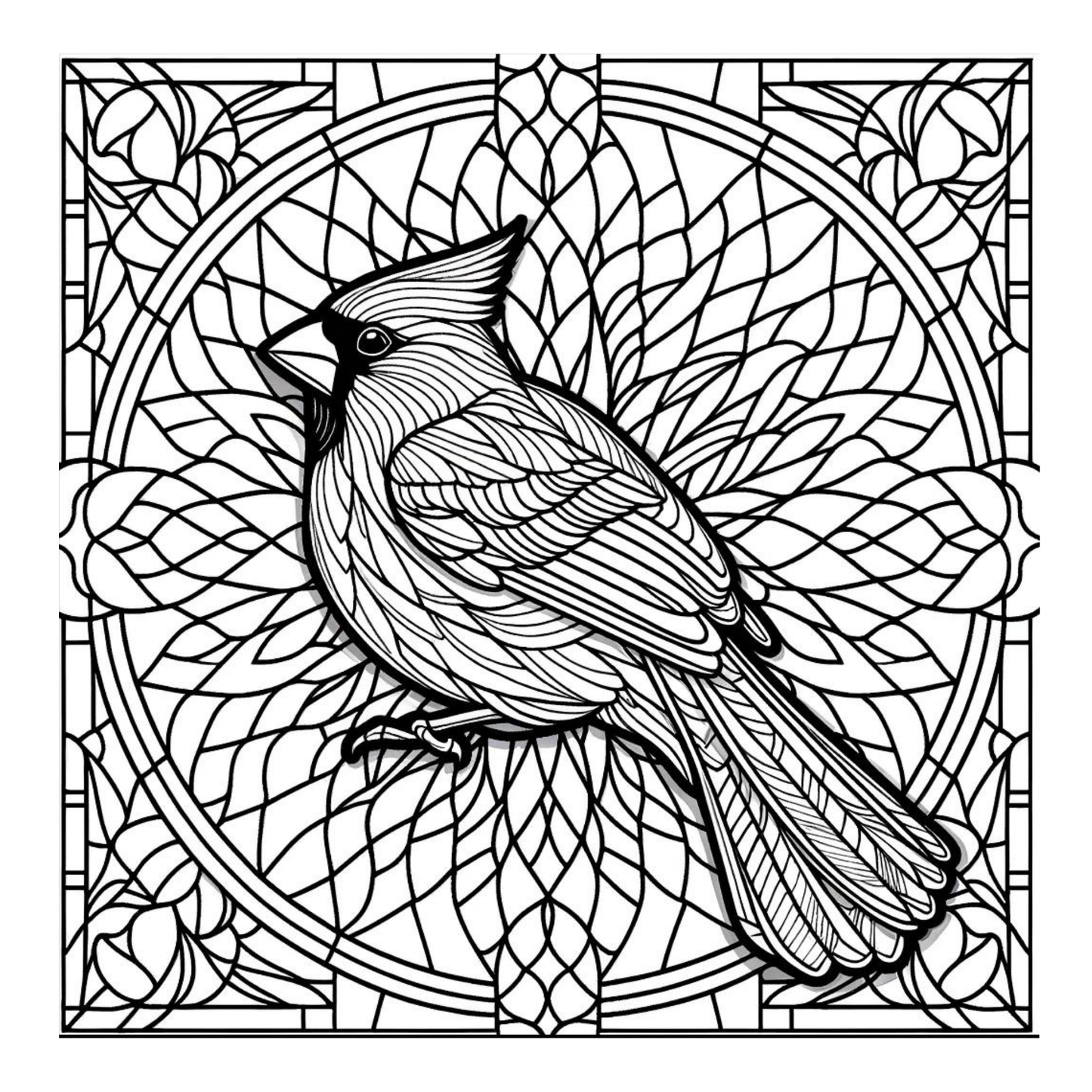 Stained Glass Cardinal - Adult Coloring Book