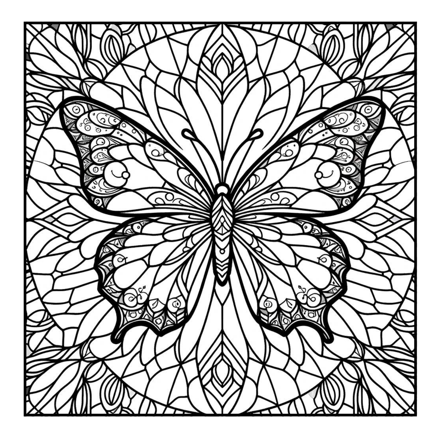 Stained Glass Butterfly - Adult Coloring Book