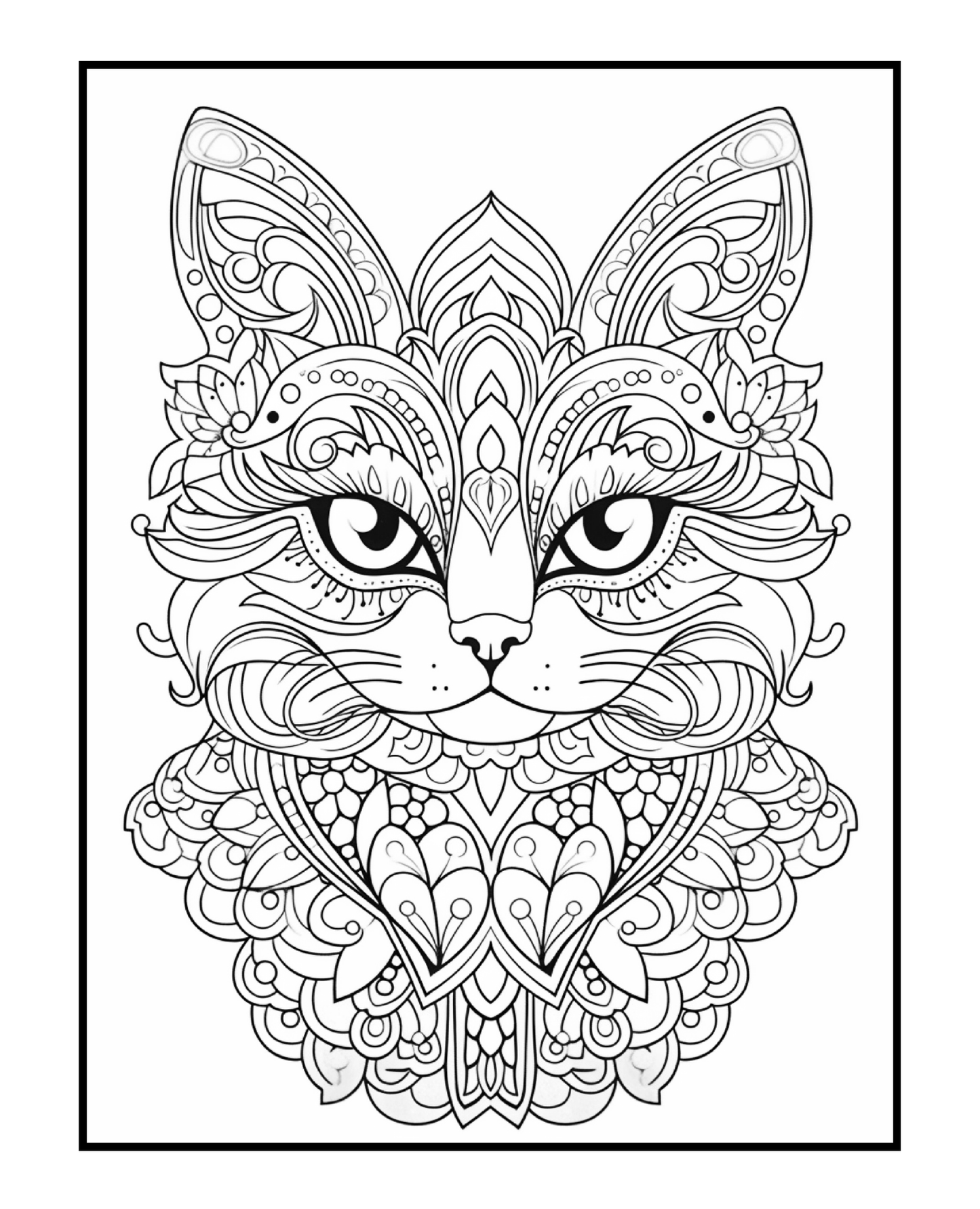 Cat Mandala - Adult Coloring Book