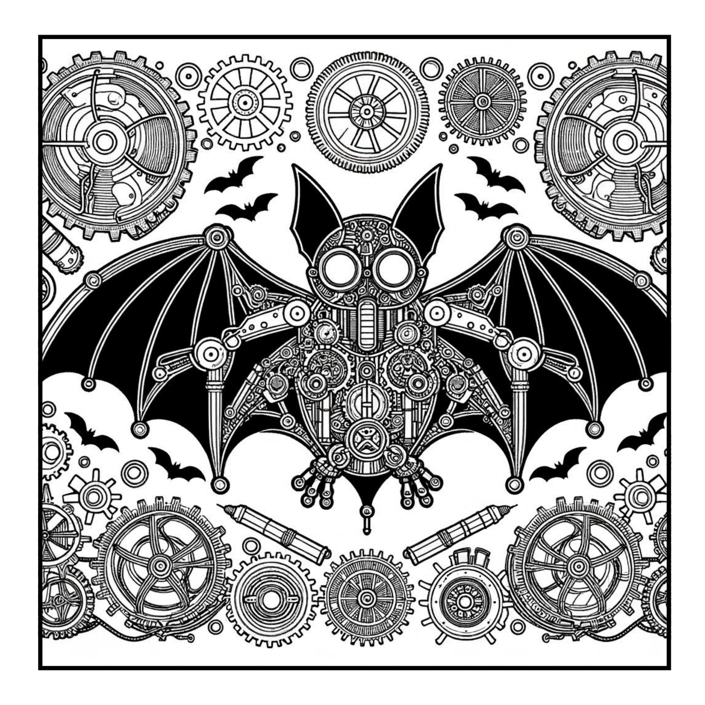 Steampunk Bat - Adult Coloring Book