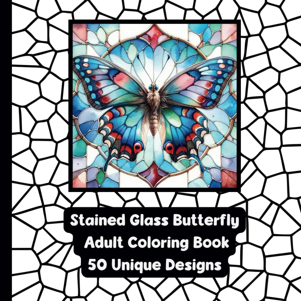 Stained Glass Butterfly - Adult Coloring Book