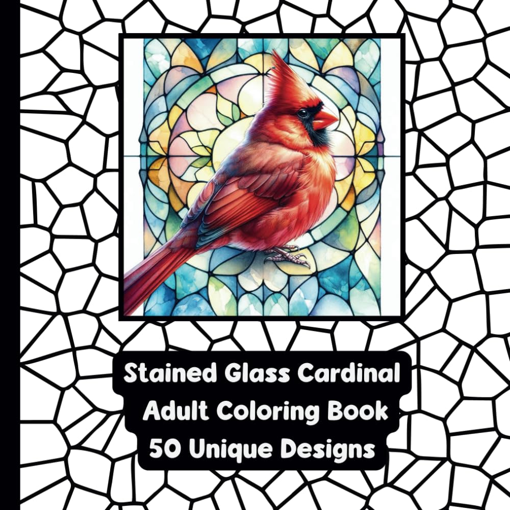 Stained Glass Cardinal - Adult Coloring Book