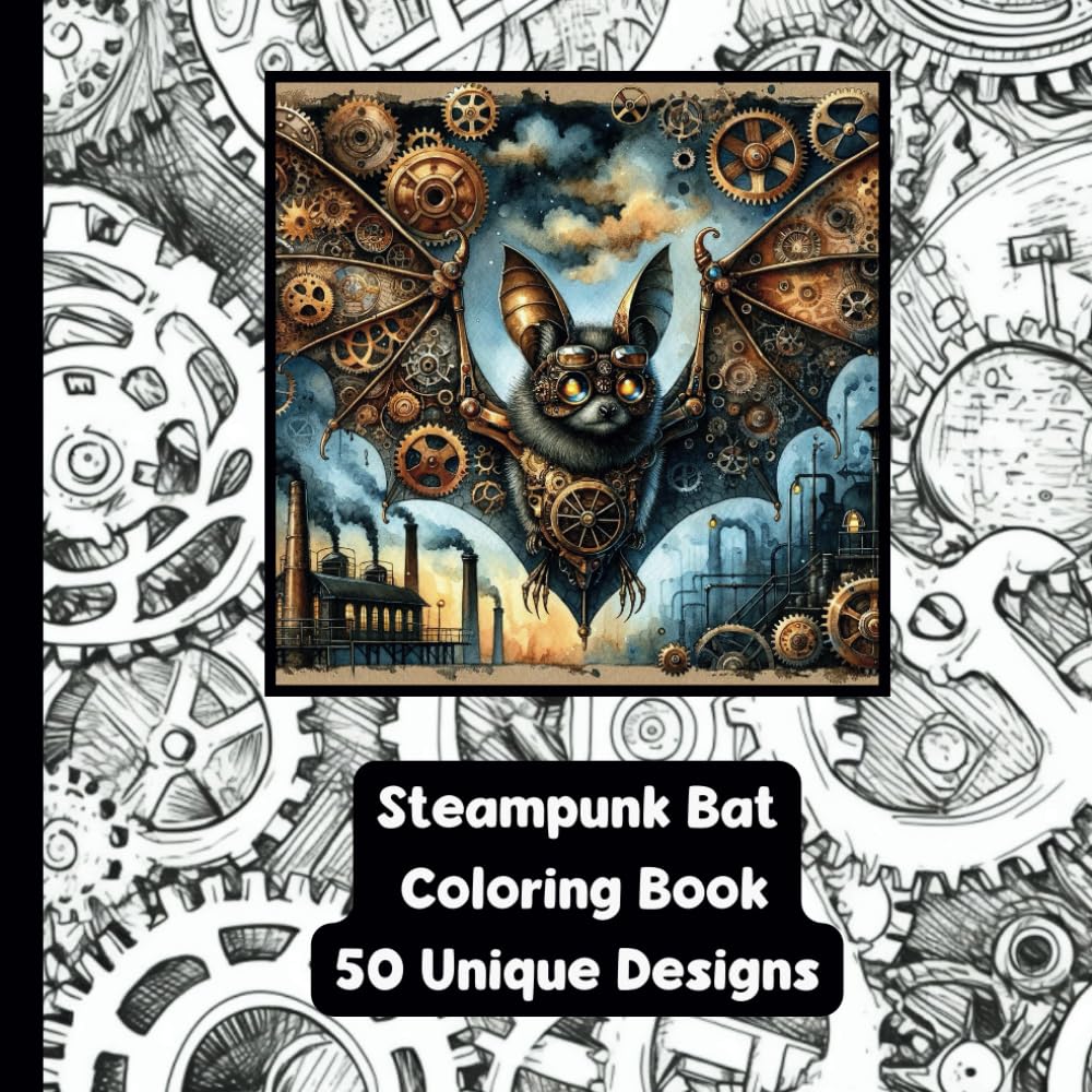 Steampunk Bat - Adult Coloring Book