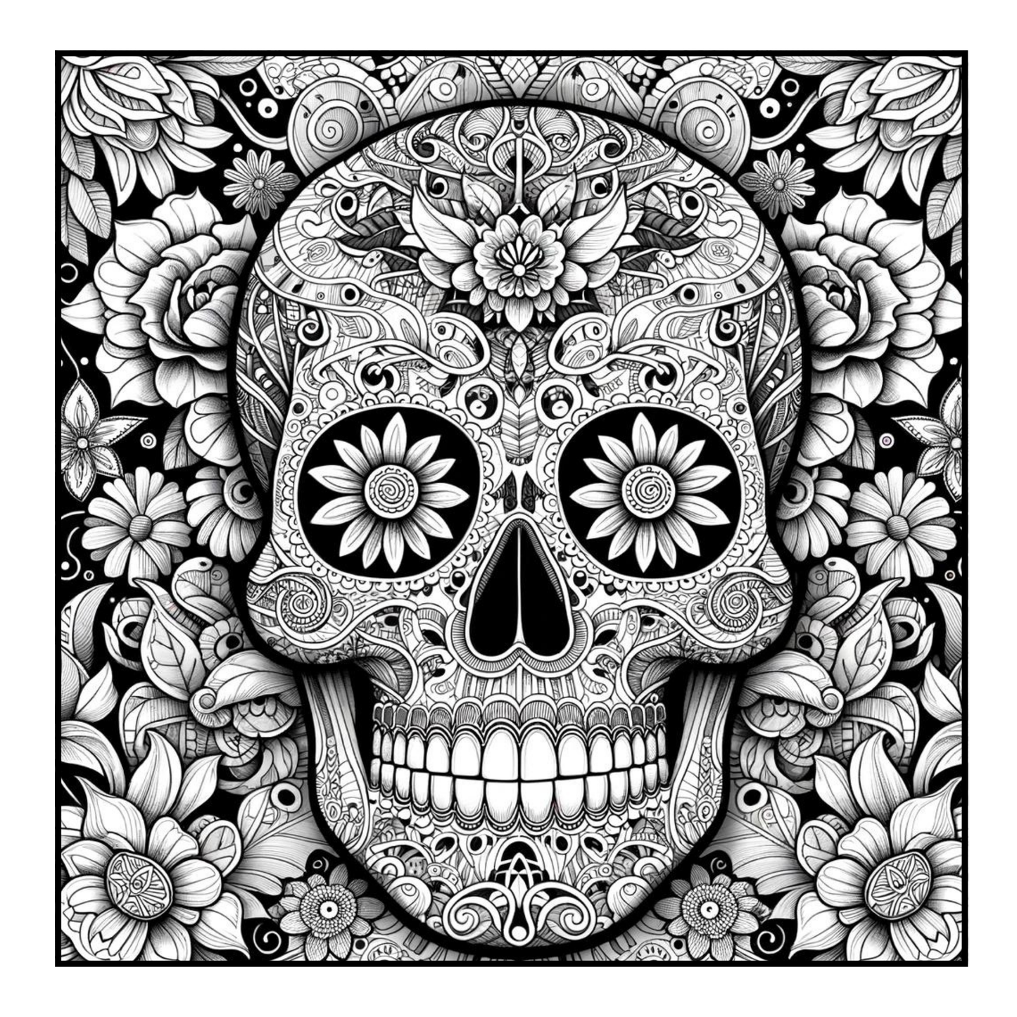 Stained Glass Sugar Skulls - Adult Coloring Book