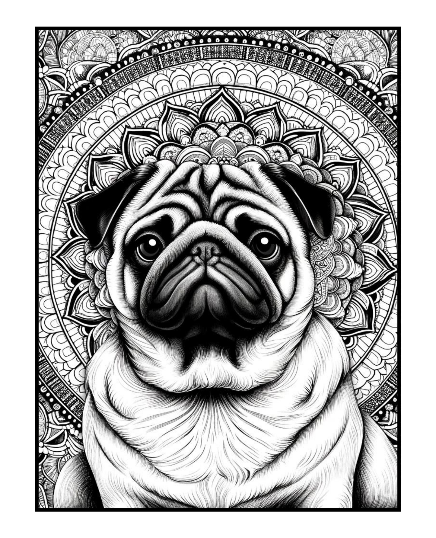 Pug - Adult Coloring Book