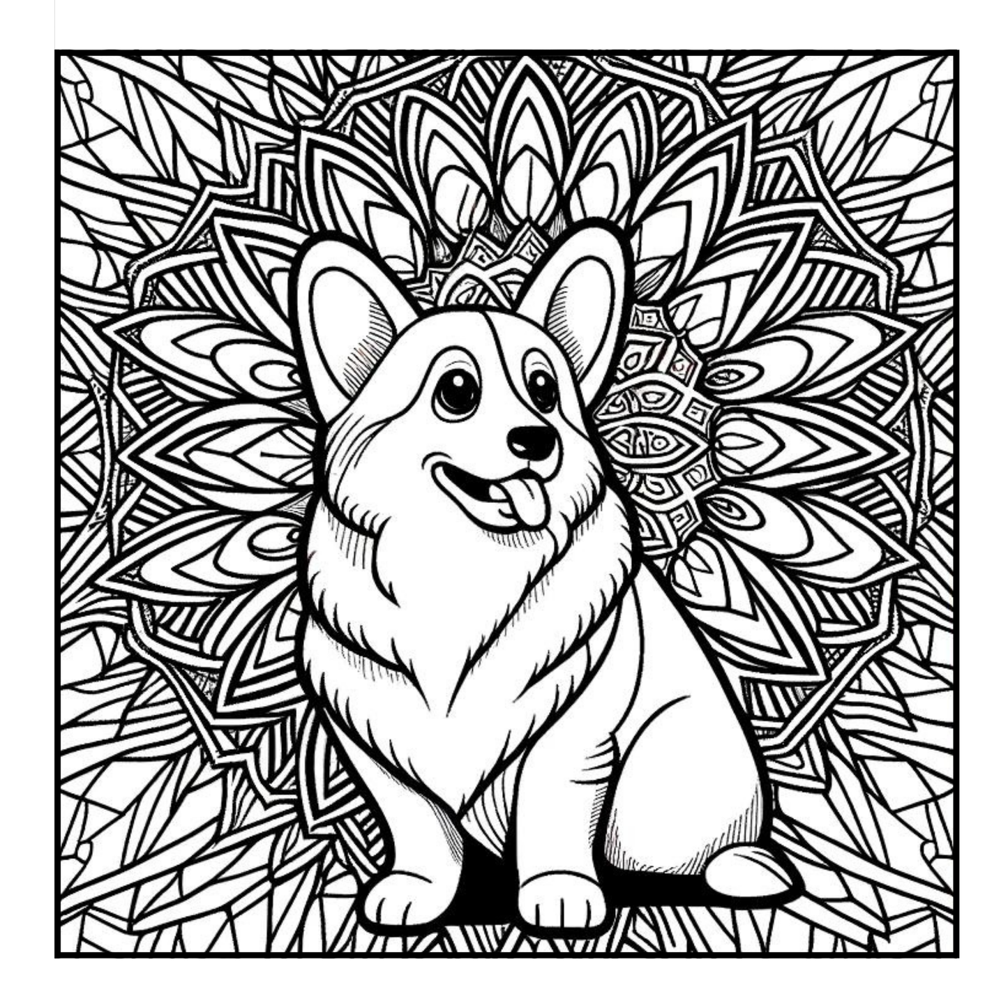 Corgi Mandala - Adult Coloring Book