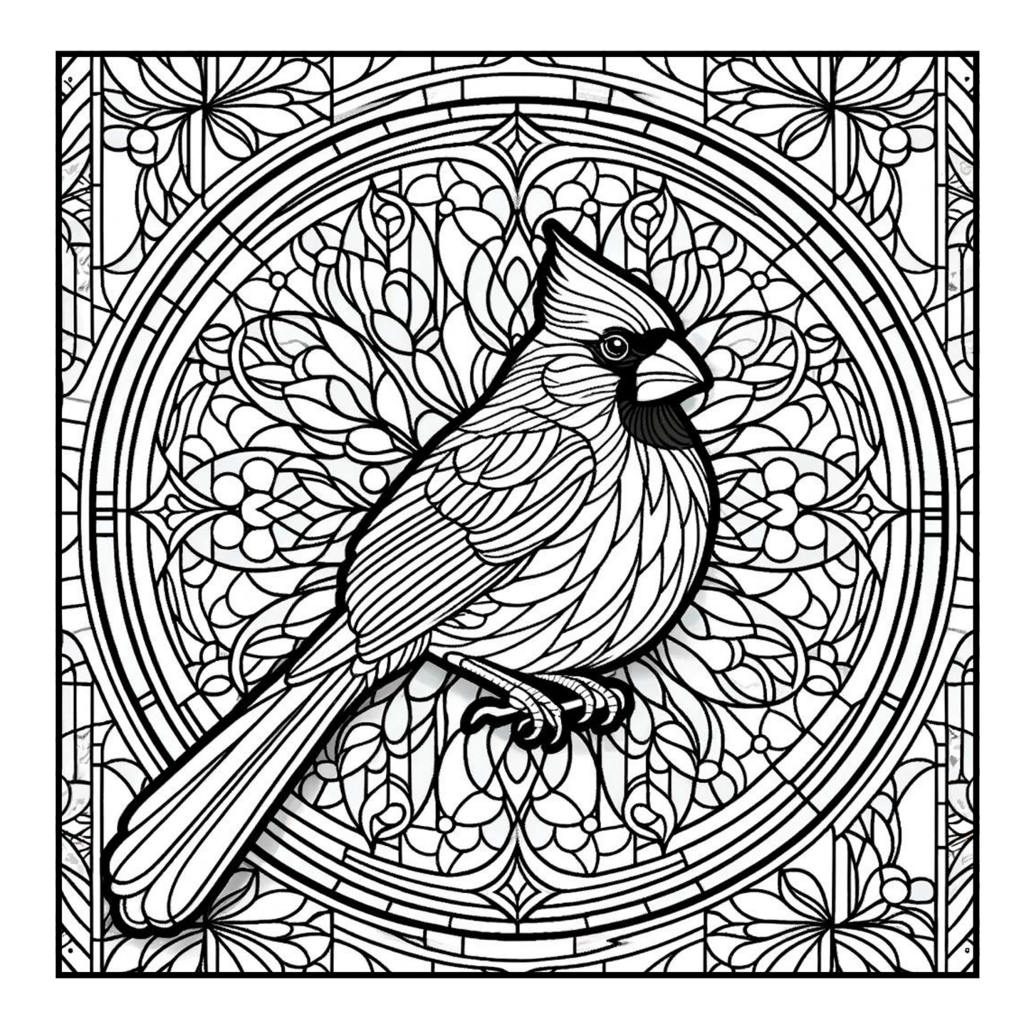 Stained Glass Cardinal - Adult Coloring Book
