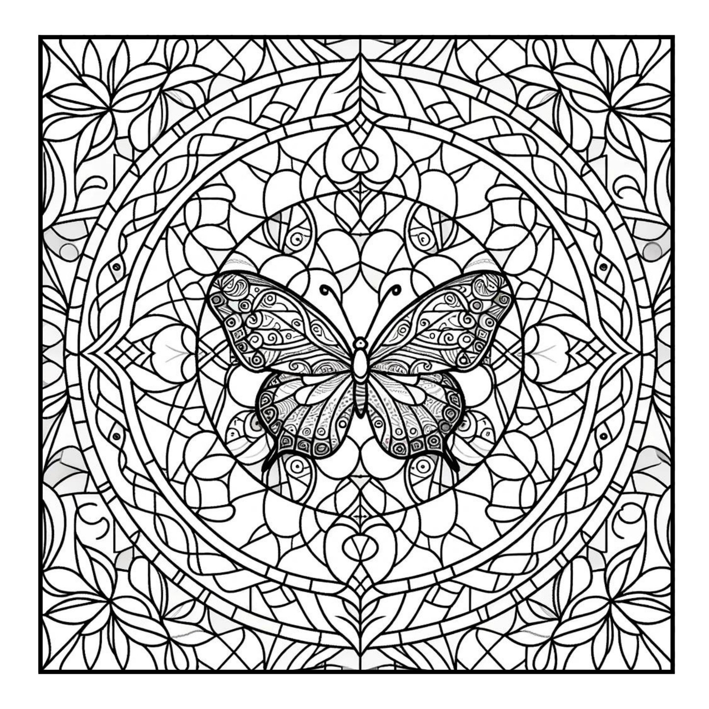 Stained Glass Butterfly - Adult Coloring Book