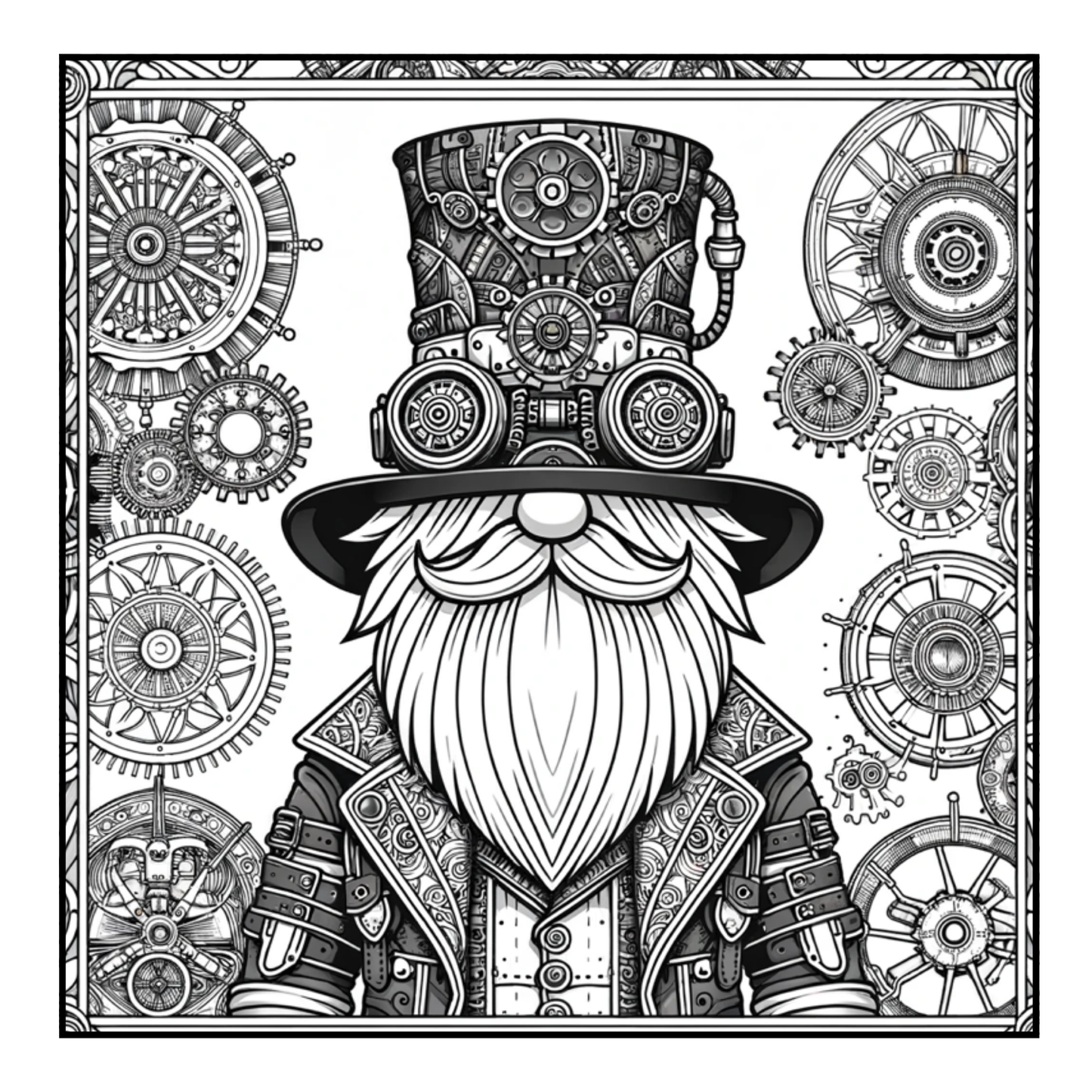 Steampunk Gnomes - Adult Coloring Book