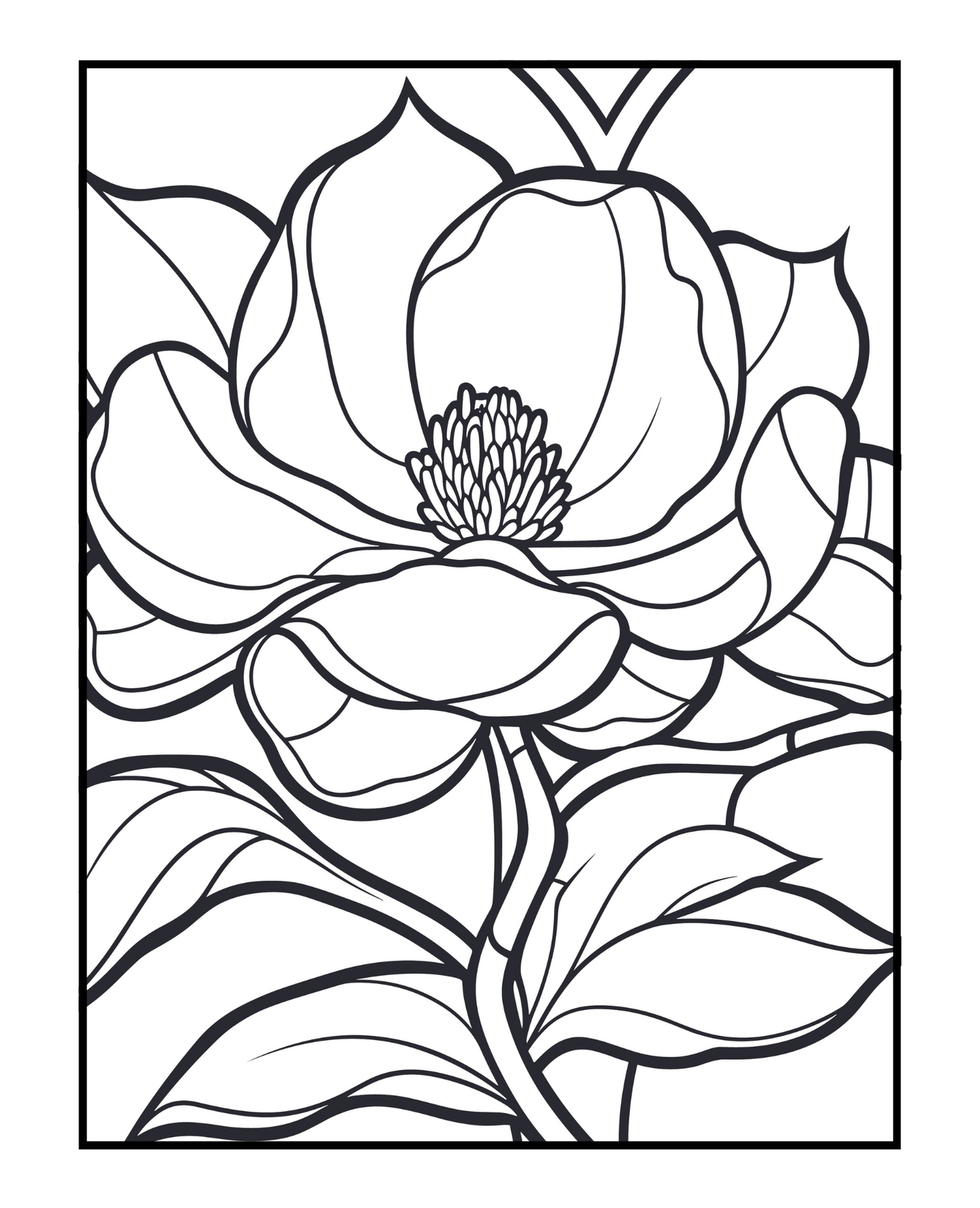 Stained Glass Flowers - Adult Coloring Book