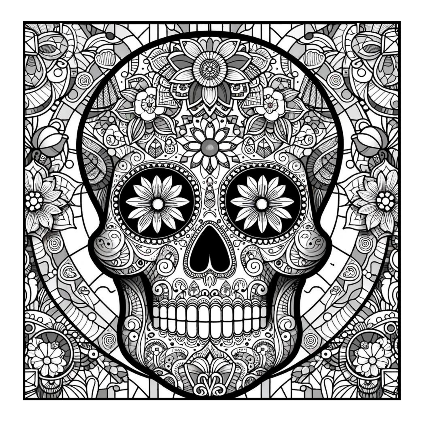 Stained Glass Sugar Skulls - Adult Coloring Book