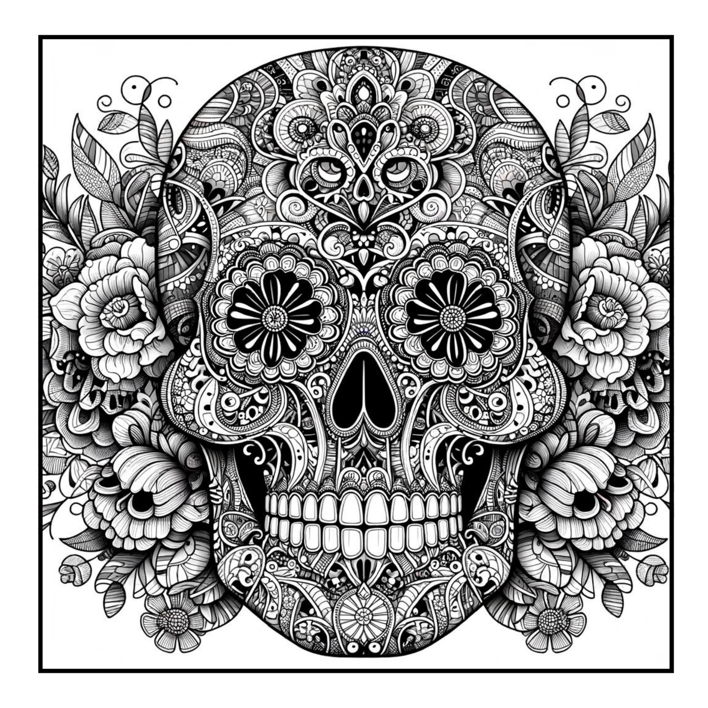 Stained Glass Sugar Skulls - Adult Coloring Book