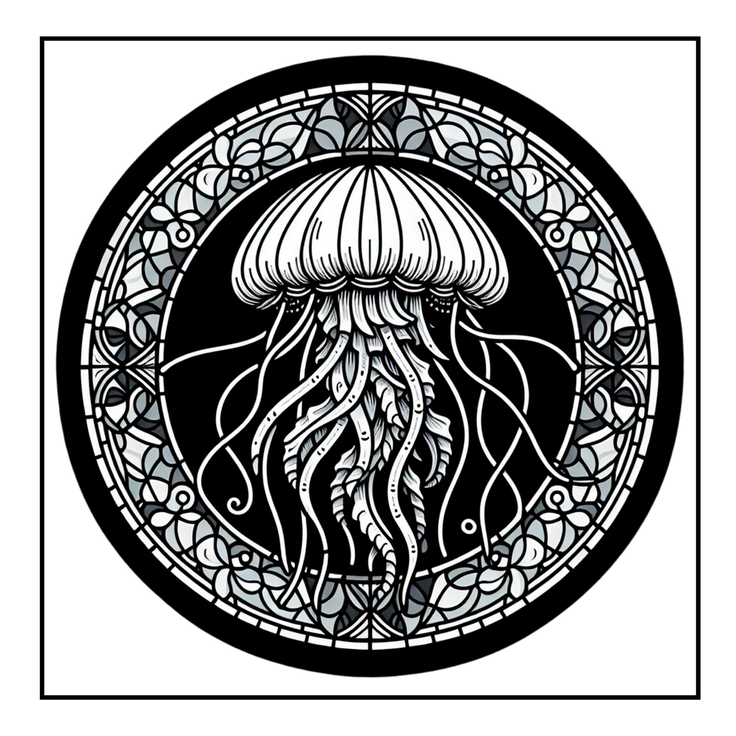 Stained Glass Jellyfish - Adult Coloring Book