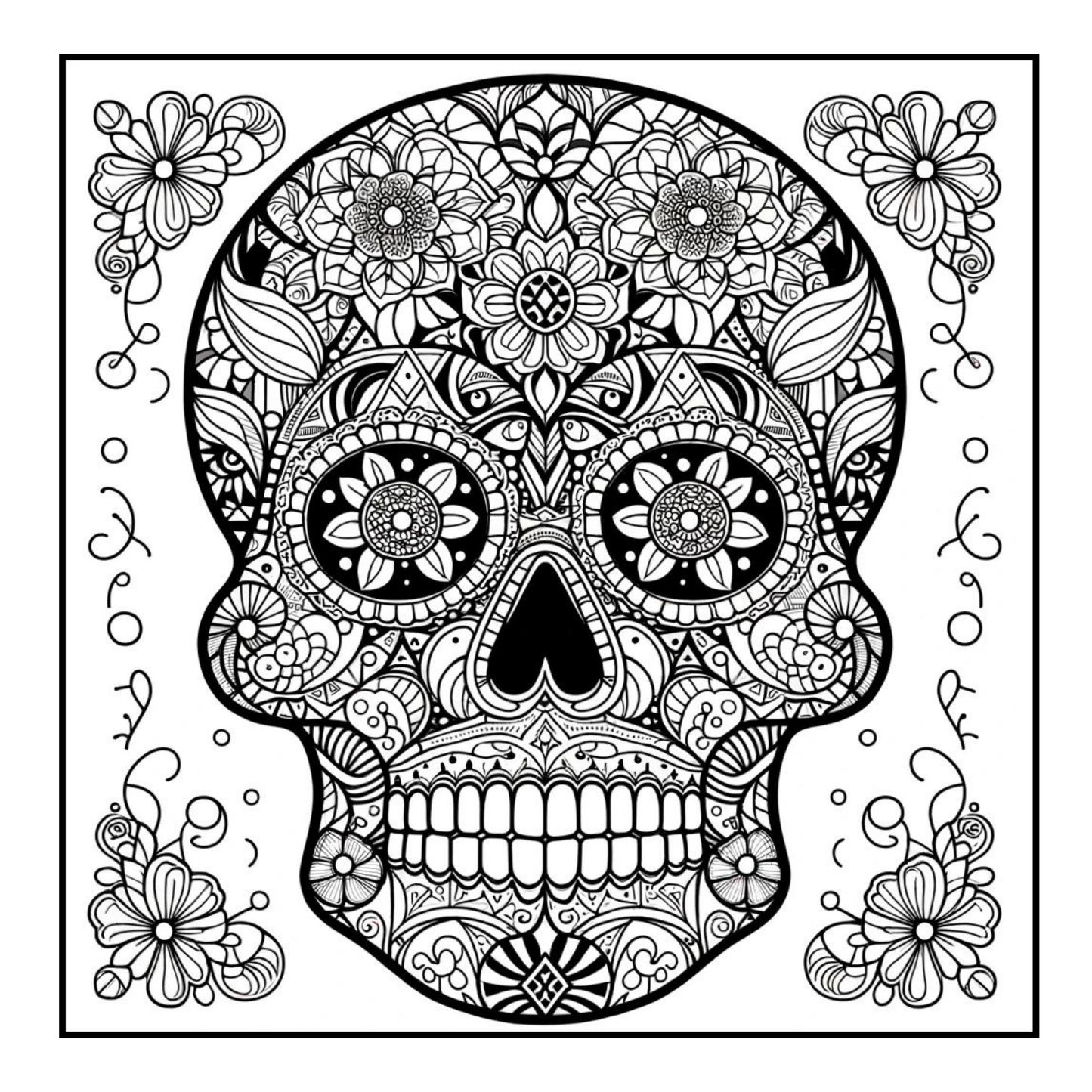 Stained Glass Sugar Skulls - Adult Coloring Book